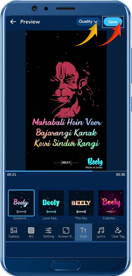 Beely App Par Lyrical Photo Status Video Ko Save Kaise Kare